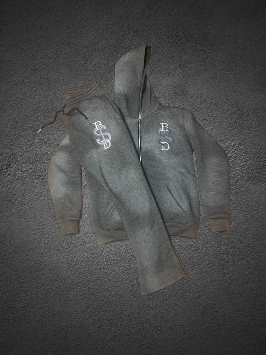 Grey Acid Washed Sweatsuit