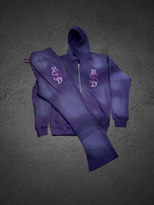Purple Acid Washed Sweatsuit