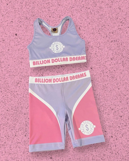 Sports Bra & Biker Shorts Set Violet/Pink